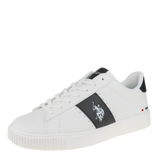 2000537901 Ανδρικό αθλητικό sneakers δετό μάτ λευκό/μαύρο
