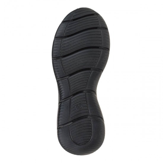 2000539601 Γυναικείο αθλητικό sneakers δετό comfort χωστό δετό υφασμα μαύρο/μαύρο