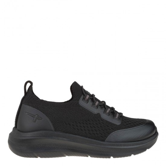 2000539601 Γυναικείο αθλητικό sneakers δετό comfort χωστό δετό υφασμα μαύρο/μαύρο