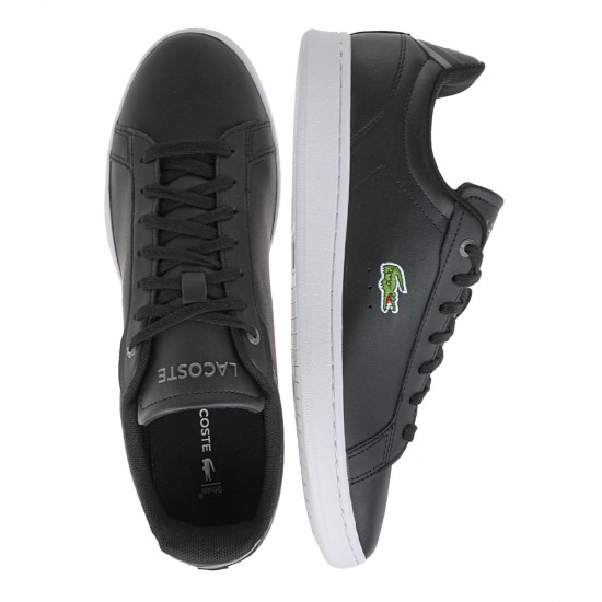 2000555001 Ανδρικό αθλητικό lacoste sneakers δετό δέρμα μαύρο/λευκό