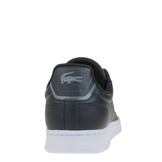 2000555001 Ανδρικό αθλητικό lacoste sneakers δετό δέρμα μαύρο/λευκό