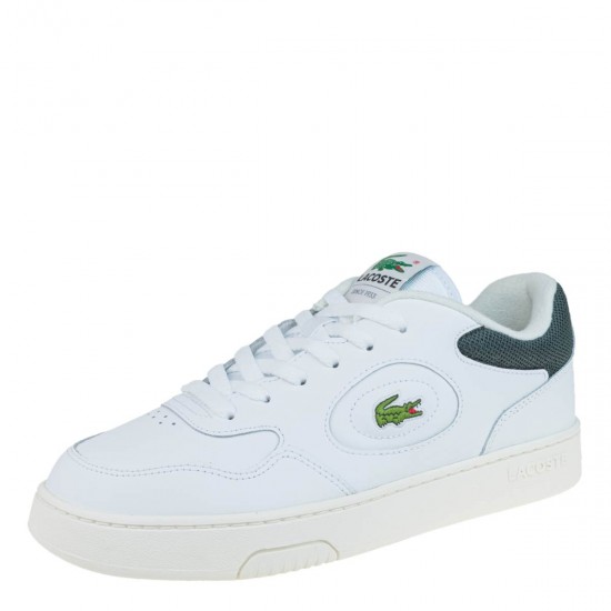 2000555101 Ανδρικό αθλητικό lacoste sneakers δετό δέρμα λευκό/λαδί