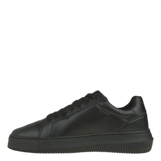 2000568904 Ανδρικό αθλητικό calvin klein jeans sneakers ck δέρμα δετό μαύρο/μαύρο