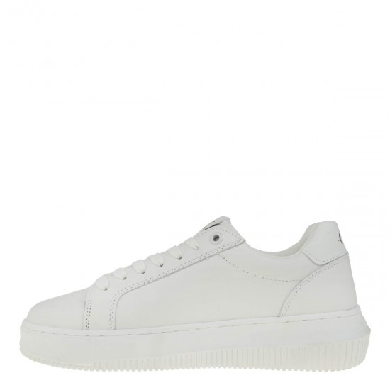 2000569101 Γυναικείο αθλητικό calvin klein jeans sneakers ck δετό πάγος(λευκό)μαύρο