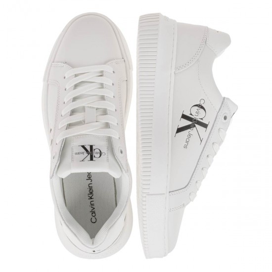 2000569103 Γυναικείο αθλητικό calvin klein jeans sneakers ck δετό λευκό