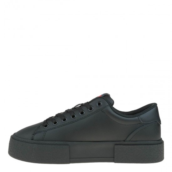2000572201 Γυναικείο αθλητικό tommy hilfiger jeans sneakers δετό μαύρο/μαύρο