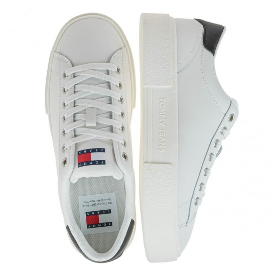 2000572202 Γυναικείο αθλητικό tommy hilfiger jeans sneakers δετό πάγος/μαύρο