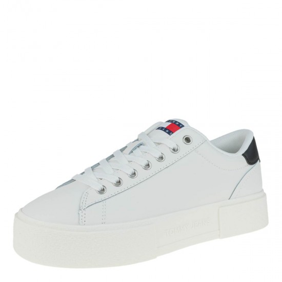 2000572202 Γυναικείο αθλητικό tommy hilfiger jeans sneakers δετό πάγος/μαύρο