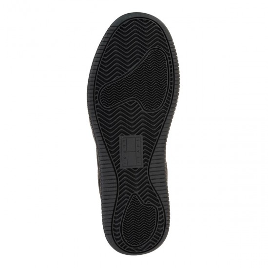 2000572601 Ανδρικό αθλητικό tommy hilfiger jeans sneakers basket δετό μαύρο/μαύρο