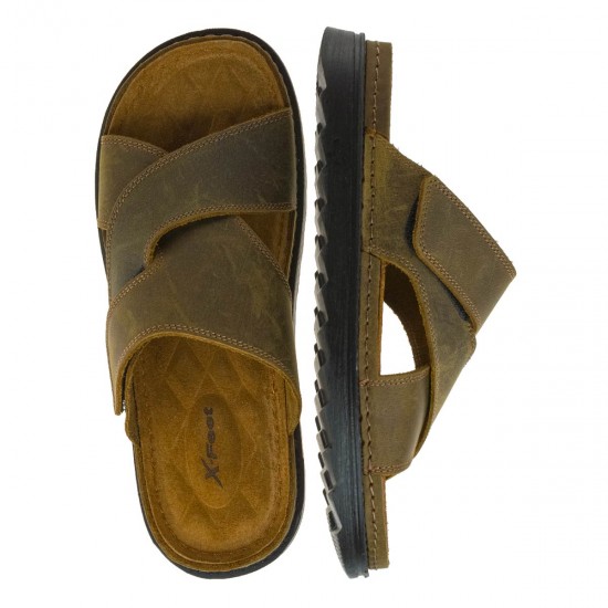 2000573001 Ανδρικό τσόκαρο παντόφλα bella x-feet comfort nabuk καφέ