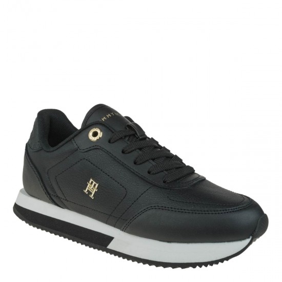 2000572101 Γυναικείο αθλητικό tommy hilfiger sneakers δετό μαύρο/λευκό