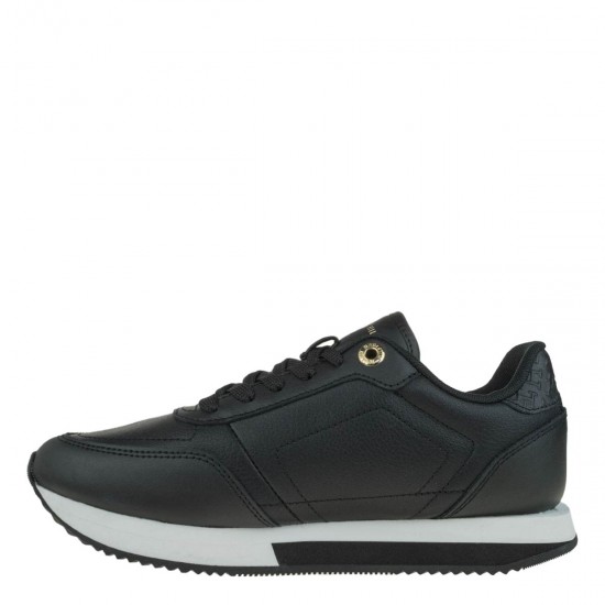 2000572101 Γυναικείο αθλητικό tommy hilfiger sneakers δετό μαύρο/λευκό