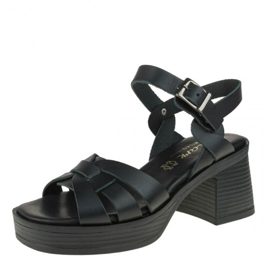 2000573201 Γυναικείο πέδιλο τετράγωνο τακούνι μαύρο