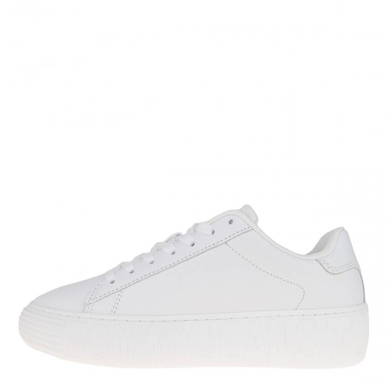 2000574701 Γυναικείο αθλητικό tommy hilfiger sneakers δετό δέρμα λευκό