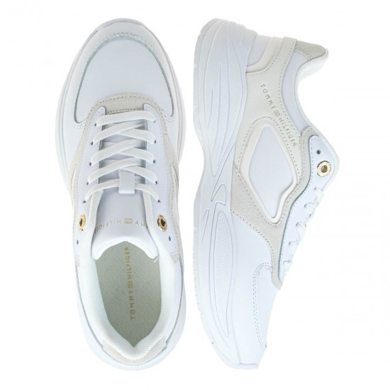 2000575701 Γυναικείο αθλητικό tommy hilfige sneakers δετό λευκό