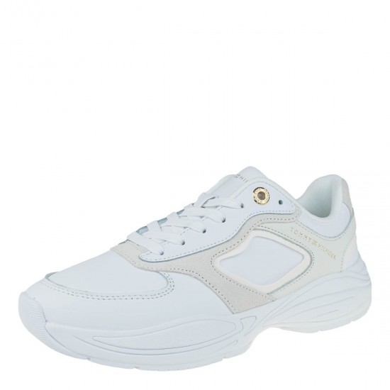 2000575701 Γυναικείο αθλητικό tommy hilfige sneakers δετό λευκό