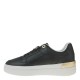 2000580401 Γυναικείο αθλητικό tommy hilfiger sneakers δετό δέρμα μαύρο/χρυσό