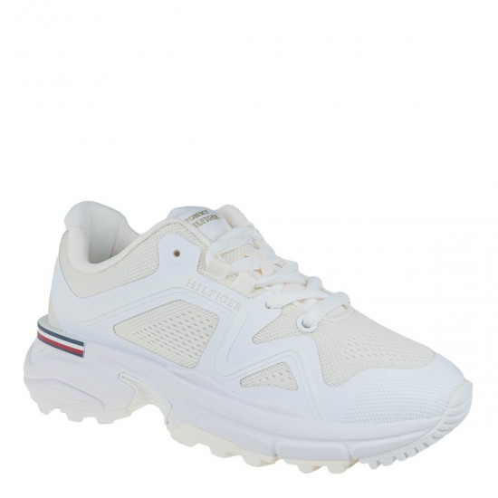 2000582301 Γυναικείο αθλητικό runner tommy hilfiger sneakers δετό λευκό