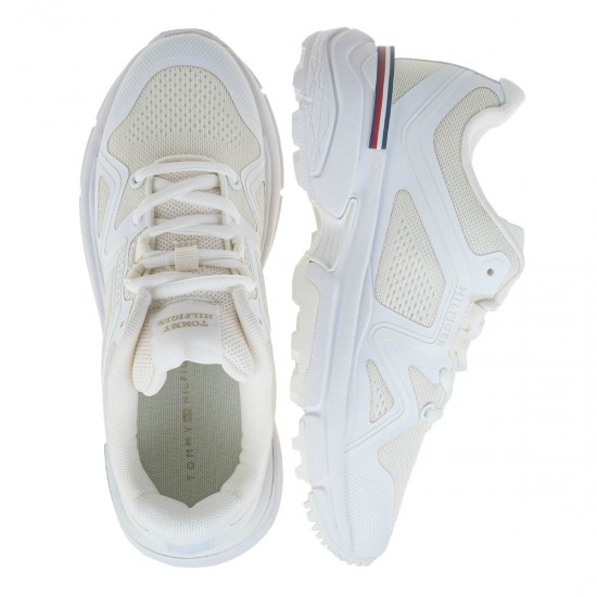 2000582301 Γυναικείο αθλητικό runner tommy hilfiger sneakers δετό λευκό