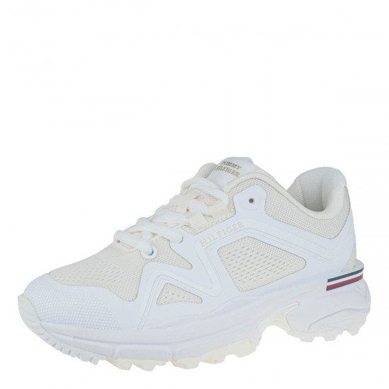 2000582301 Γυναικείο αθλητικό runner tommy hilfiger sneakers δετό λευκό