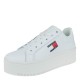 2000582501 Γυναικείο αθλητικό δίπατο tommy hilfiger jeans sneakers flatform δετό λευκό