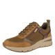 2000584502 Γυναικείο αθλητικό sneakers flatform δετό φερμουάρ ταμπά/καφέ