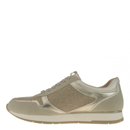 2000585302 Γυναικείο αθλητικό sneakers δετό φερμουάρ μπέζ/χρυσό