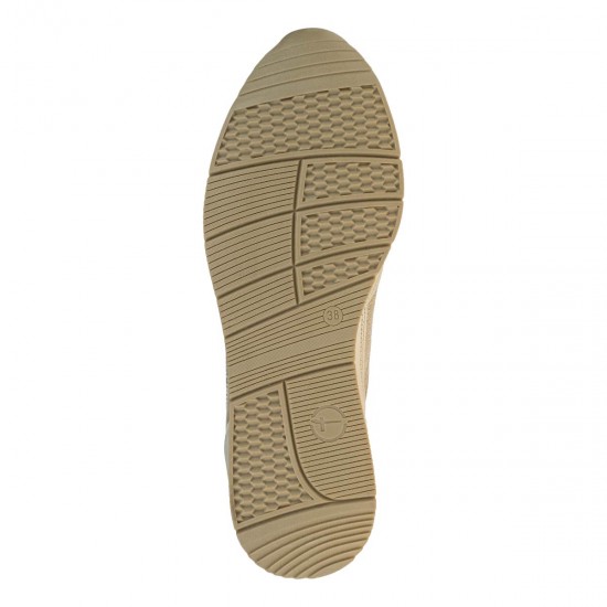 2000585302 Γυναικείο αθλητικό sneakers δετό φερμουάρ μπέζ/χρυσό