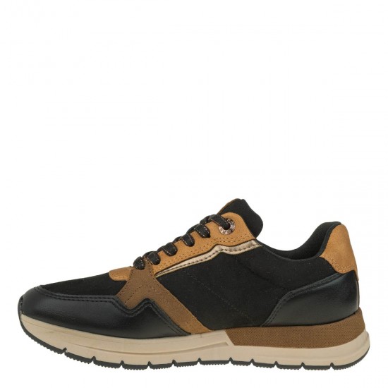 2000587901 Γυναικείο αθλητικό tamaris sneakers δετό μαύρο/ταμπά