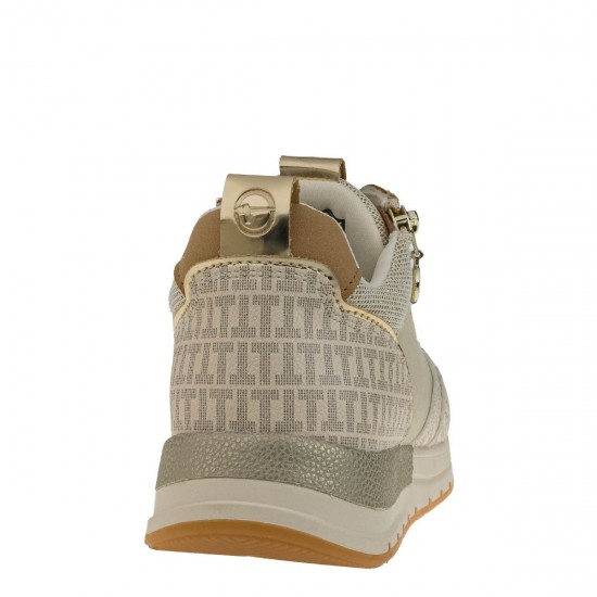 2000588103 Γυναικείο αθλητικό tamaris sneakers δετό φερμουάρ ivory/ταμπά