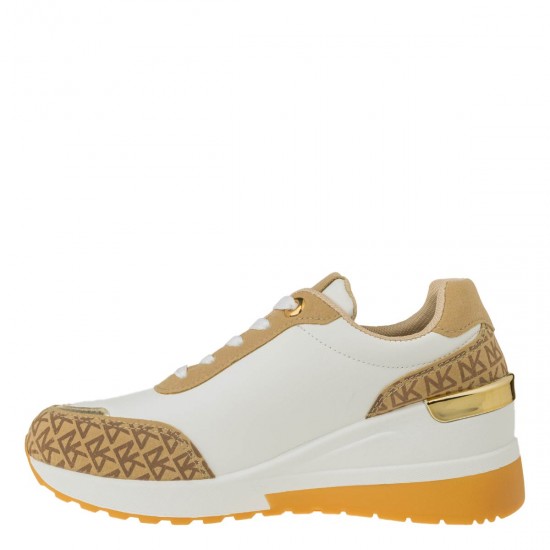2000588602 Γυναικείο αθλητικό sneakers flatform δετό λευκό/ταμπά