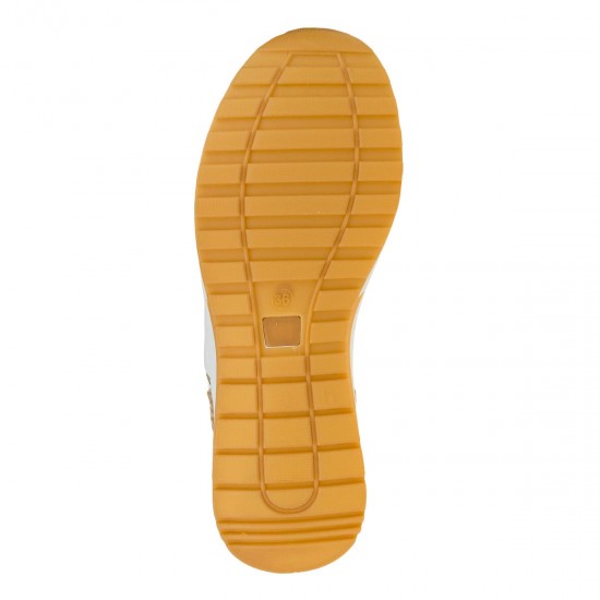 2000588602 Γυναικείο αθλητικό sneakers flatform δετό λευκό/ταμπά