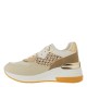 2000589001 Γυναικείο αθλητικό sneakers πέλμα μεσαίο δετό μπεζ/ταμπά