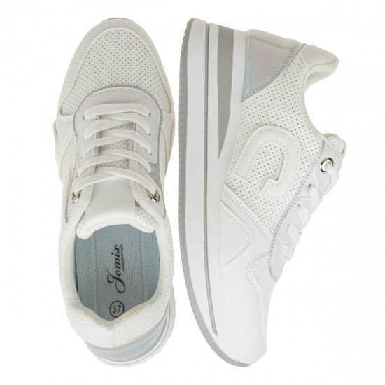2000589102 Γυναικείο αθλητικό sneakers δετό λευκό/ασμί