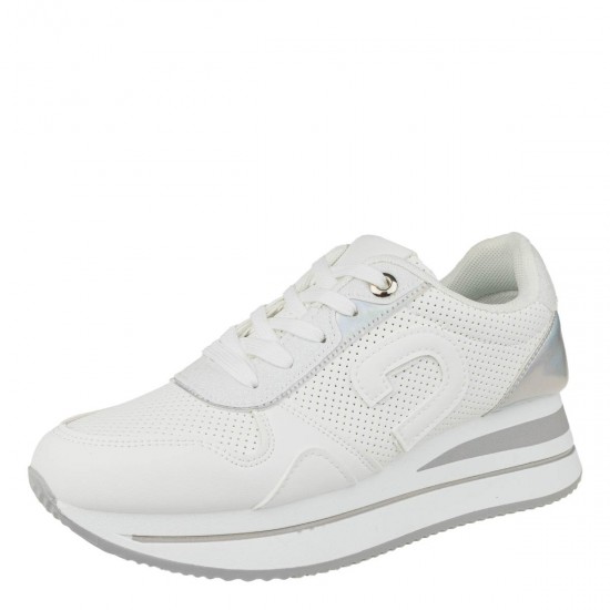 2000589102 Γυναικείο αθλητικό sneakers δετό λευκό/ασμί