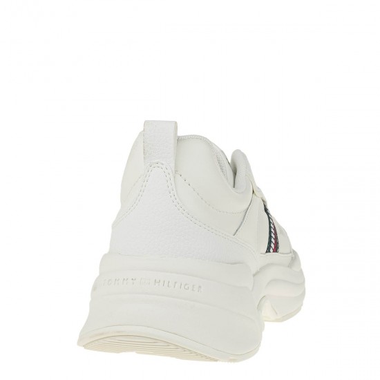 2000593701 Γυναικείο αθλητικό tommy hilfiger sneakers δετό εκρού/πλχ