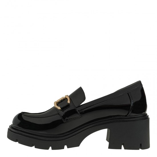 2000594501 Γυναικείο δίπατο loafers mocassins λουστρίνι μαύρο