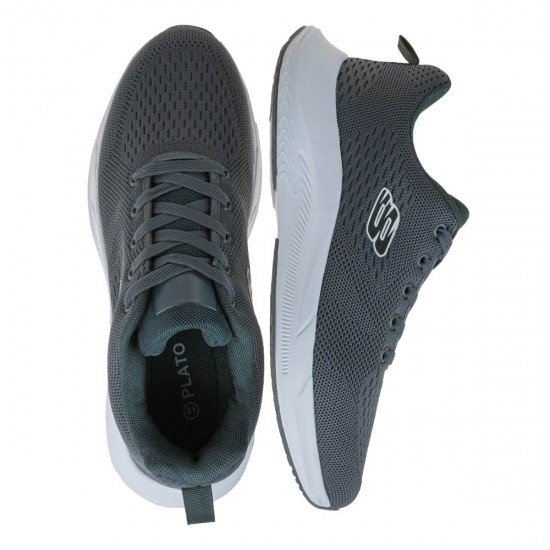 2000595703 Ανδρικό αθλητικό sneakers δετό ύφασμα γκρί/μαύρο/λευκό