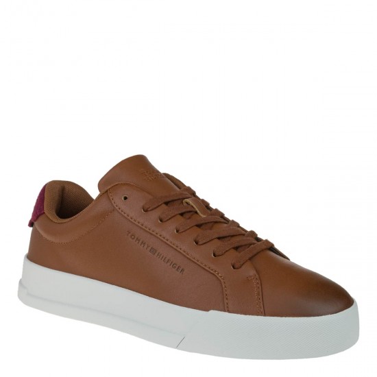 2000597701 Ανδρικό αθλητικό tommy hilfiger sneakers δετό ταμπά/μπορντώ