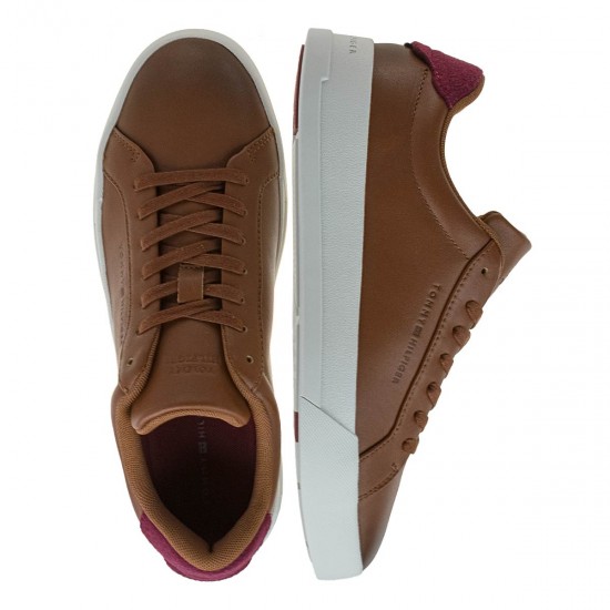 2000597701 Ανδρικό αθλητικό tommy hilfiger sneakers δετό ταμπά/μπορντώ