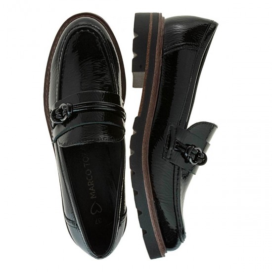 2000598001 Γυναικείο μοκασίνι marco tozzi chunky loafer λουστρίνι μαύρο