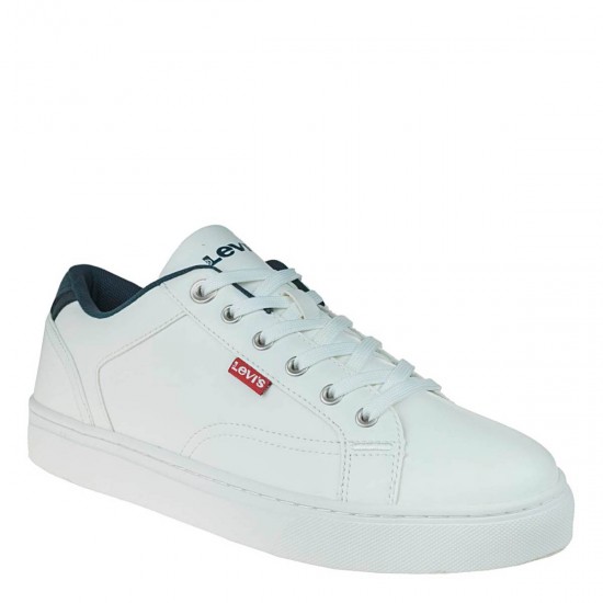 2000598501 Ανδρικό αθλητικό levis sneakers δετό λευκό/μπλέ