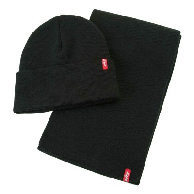 2000598801 Ανδρικό σέτ σκούφος -κασκώλ levis gift set beanie  scarf πλεκτό μαύρο