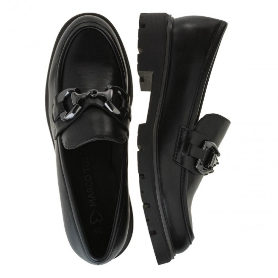 2000599201 Γυναικείο marco tozzi loafers mocassins χωστό λουστρίνι μαύρο