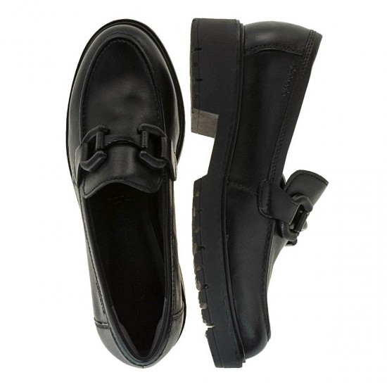 2000600001 Γυναικείο χαμηλό tamaris loafers mocassin δέρμα μαύρο