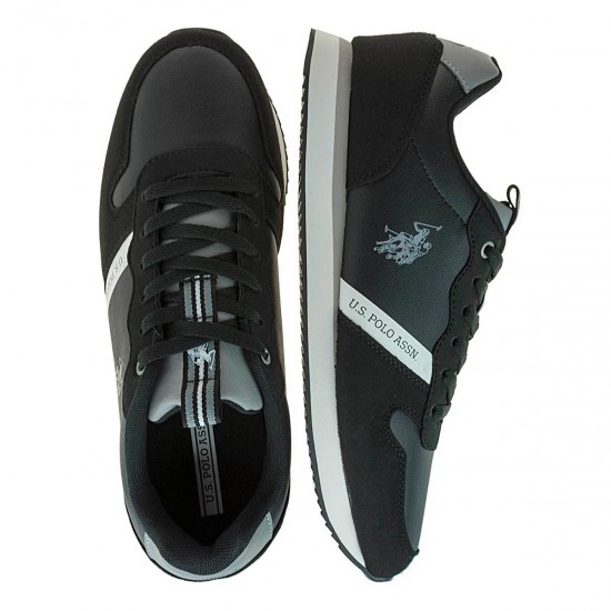 2000601601 Ανδρικό αθλητικό us polo assn sneakers δετό μαύρο/γκρί