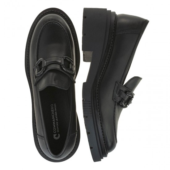 2000603401 Γυναικείο χωστό commanchero original loafers mocassins δέρμα μαύρο