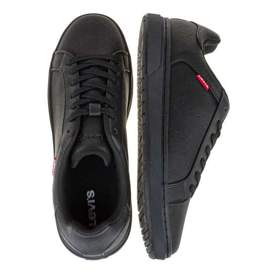 2000605801 Ανδρικό αθλητικό levis sneakers δετό μαύρο/μαύρο