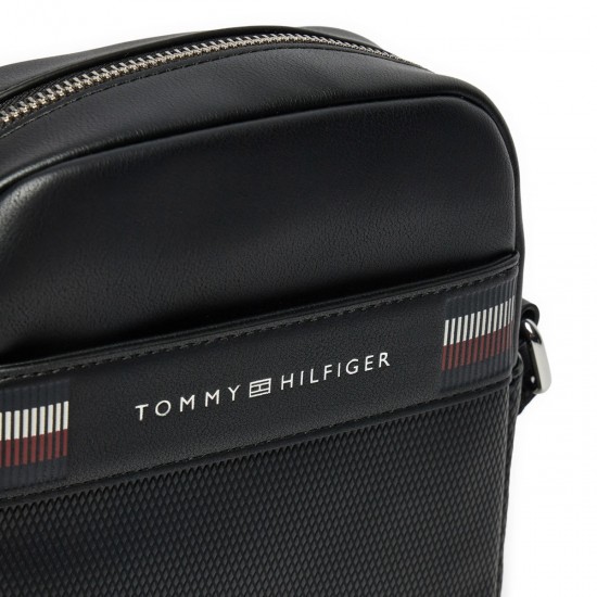 2000610901 Ανδρικό τσαντάκι μίνι χιαστή tommy hilfiger reporter μαύρο