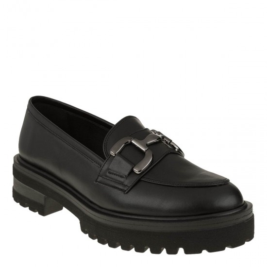 2000613102 Γυναικείο loafers mocassins  χωστό μάτ μαύρο